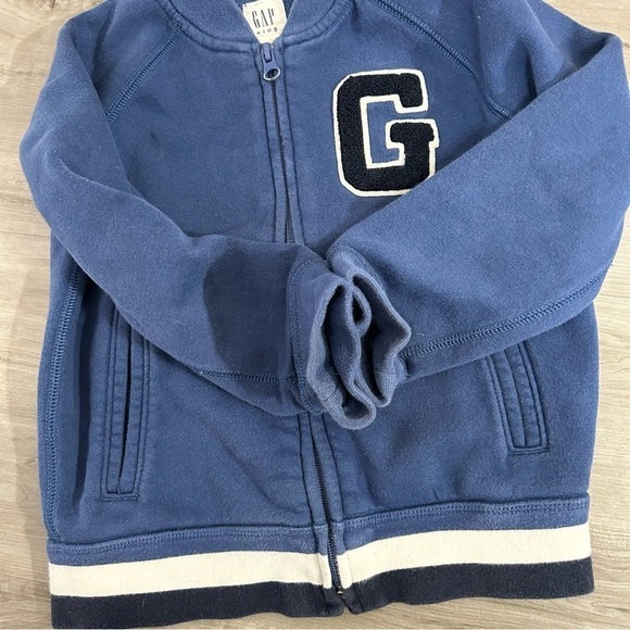 Gap Kids Blue G Letterman Zip Up Sweater jacket cotton toddler size 4-5 - Picture 5 of 6